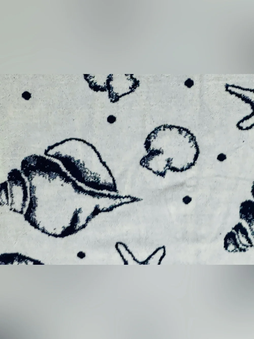 Navy Blue And White Seashells Beach Towel